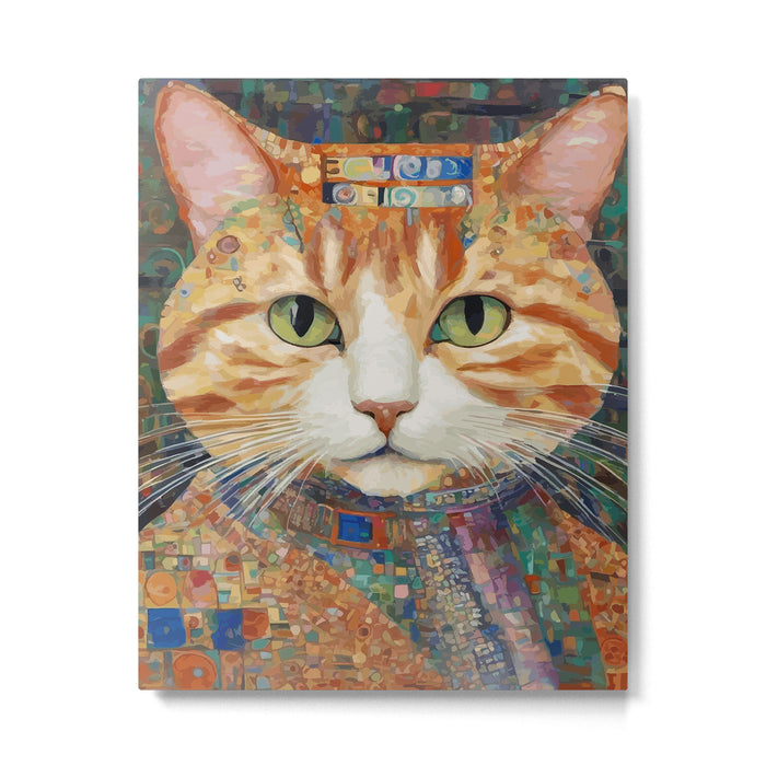 Gustav Klimt Style Tabby Cat with Green Eyes and Beautiful Clothes Metal Print Gallery Image 1
