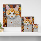 Gustav Klimt Style Tabby Cat with Green Eyes Canvas Print Gallery Image 3