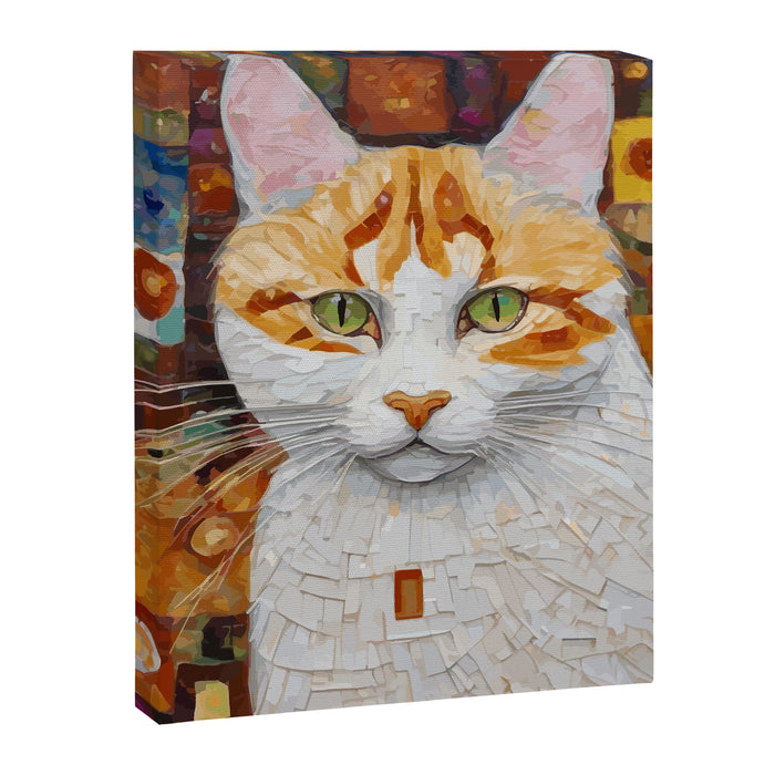 Gustav Klimt Style Tabby Cat with Green Eyes Canvas Print Gallery Image 1
