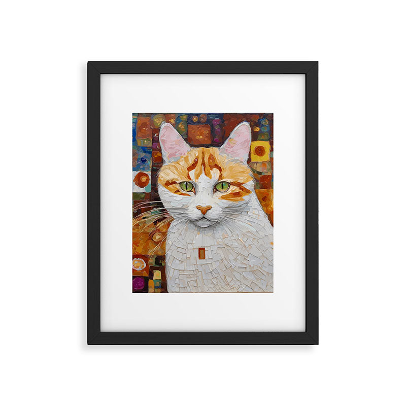 Gustav Klimt Style Tabby Cat with Green Eyes Framed Art Print Gallery Image 6