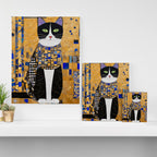 Gustav Klimt Style Tuxedo Cat with Geometric Patterns Canvas Print Gallery Image 3