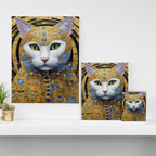 Gustav Klimt Style White Cat with Beautiful Costume Canvas Print Gallery Image 3