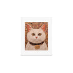 Gustav Klimt Style White Cat with Black and Gold Collar Art Print Gallery Image 1