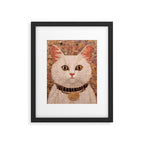 Gustav Klimt Style White Cat with Black and Gold Collar Framed Art Print Gallery Image 6