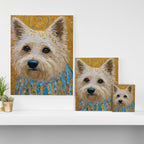 Gustav Klimt Style White Dog with Blue Costume Canvas Print Gallery Image 3