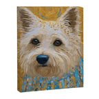Gustav Klimt Style White Dog with Blue Costume Canvas Print Gallery Image 3