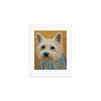 Gustav Klimt Style White Dog with Blue Costume Art Print Gallery Image 1