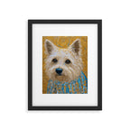 Gustav Klimt Style White Dog with Blue Costume Framed Art Print Gallery Image 6