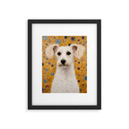 Gustav Klimt Style White Dog with Geometric Background  Framed Art Print Gallery Image 6