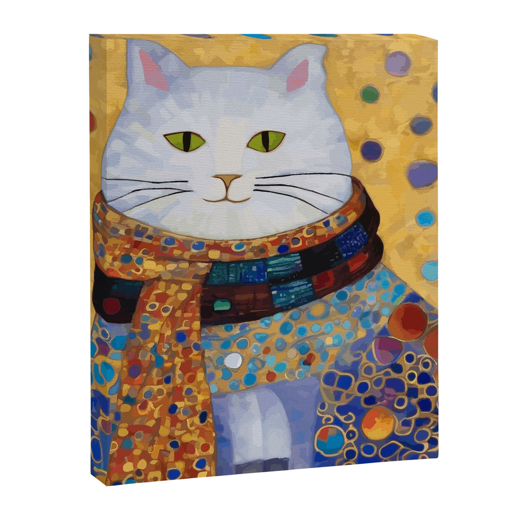 Gustav Klimt White Cat with Beautiful Clothes Canvas Print Gallery Image 8