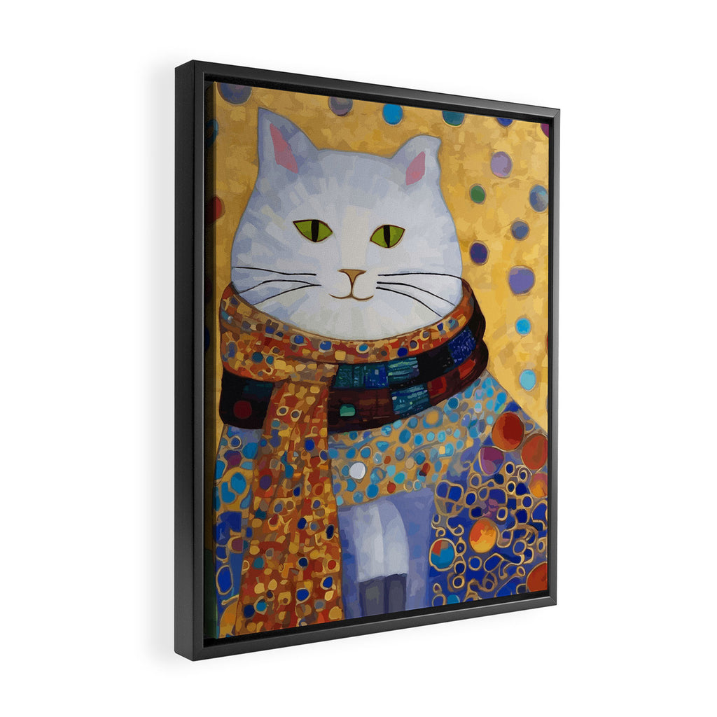 Gustav Klimt White Cat with Beautiful Clothes Framed Canvas Print Gallery Image 2