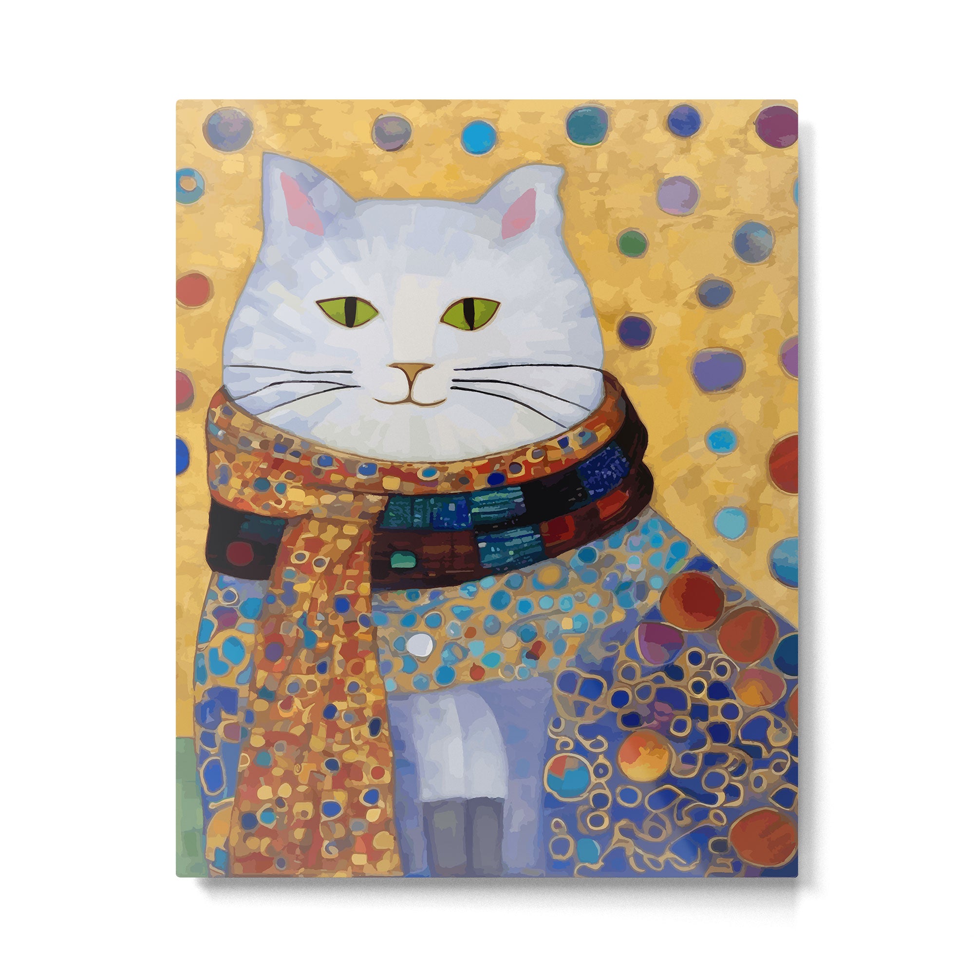 Gustav Klimt White Cat with Beautiful Clothes Metal Print Gallery Image 6