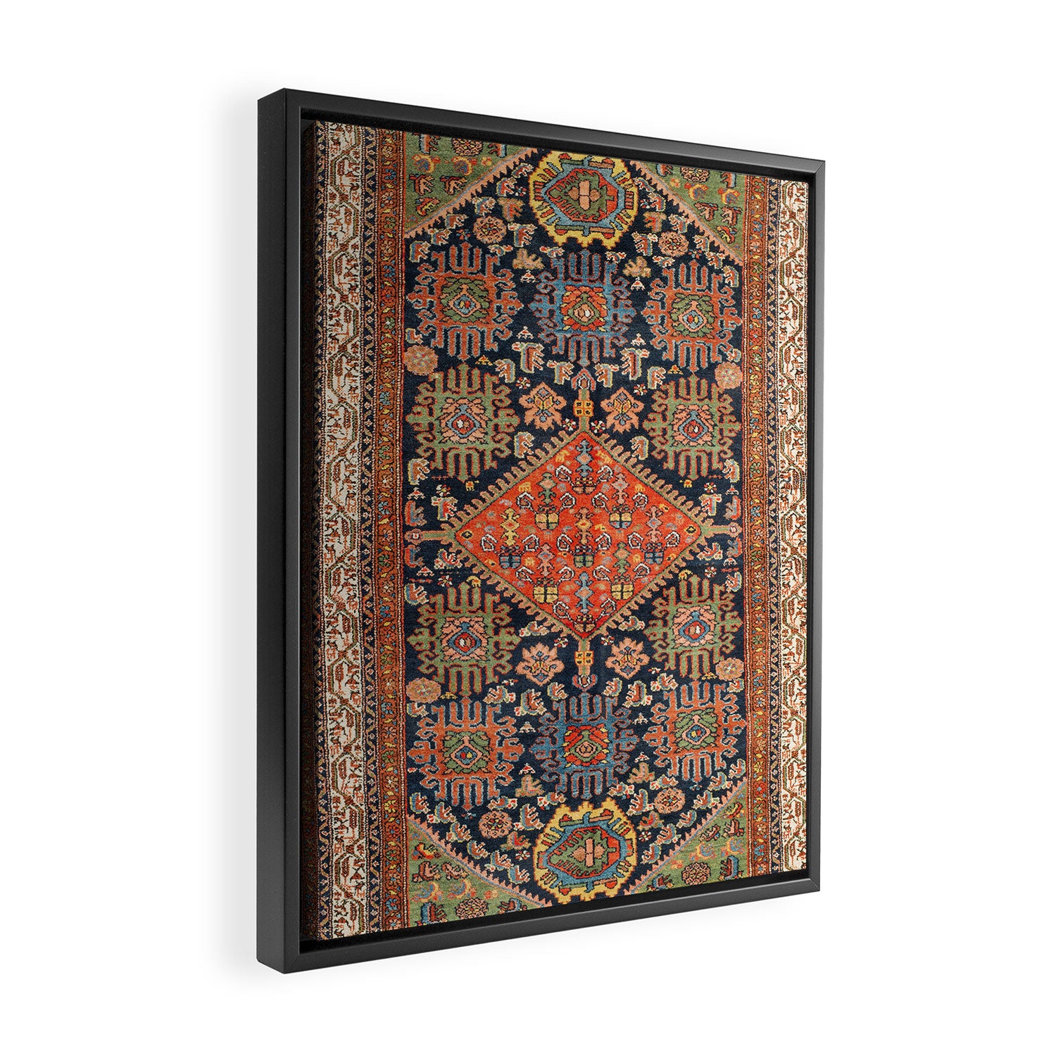 Hamadan  Antique West Persian Rug Print Framed Canvas Print Gallery Image 2