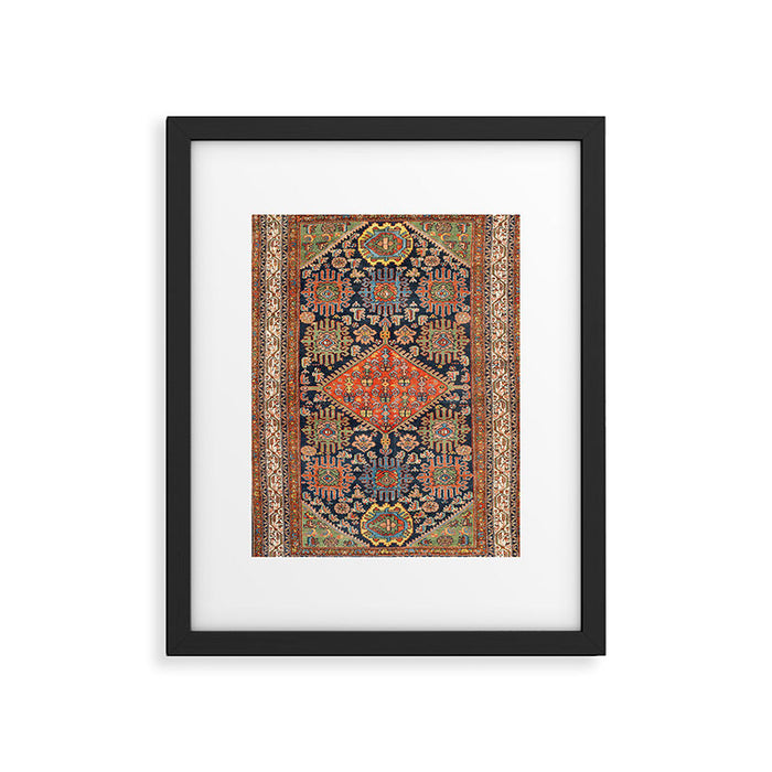 Hamadan  Antique West Persian Rug Print Framed Art Print Gallery Image 1