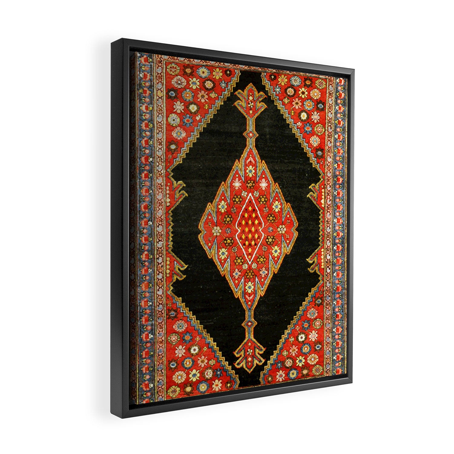 Hamedan Antique Persian Rug Print Framed Canvas Print Gallery Image 2