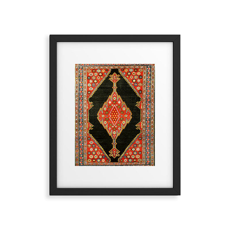 Hamedan Antique Persian Rug Print Framed Art Print Gallery Image 4