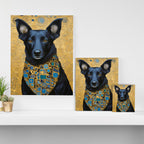 Handsome Black Klimt Dog with Scarf Canvas Print Gallery Image 3