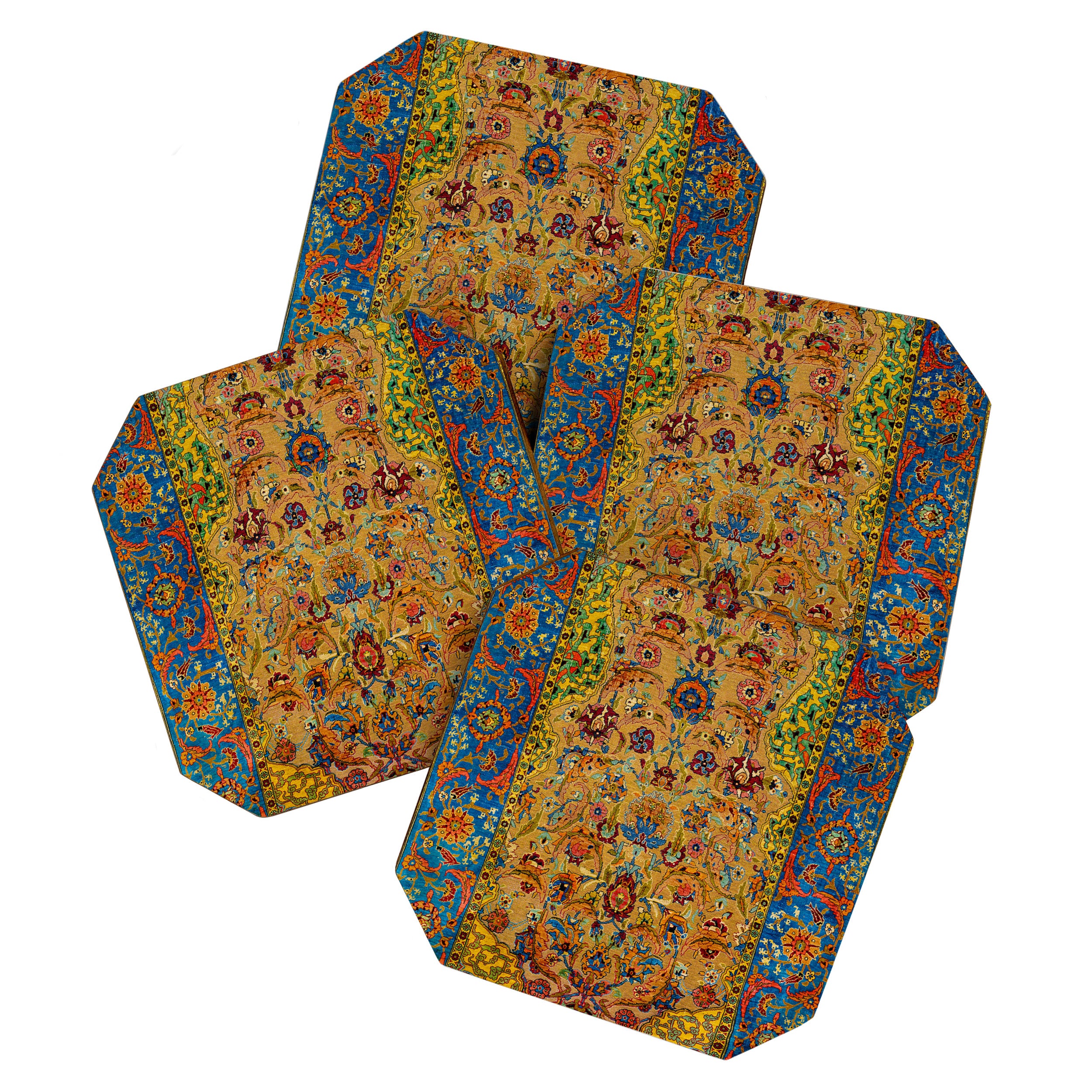 Hereke Vintage Persian Silk Rug Print Coaster Gallery Image 1