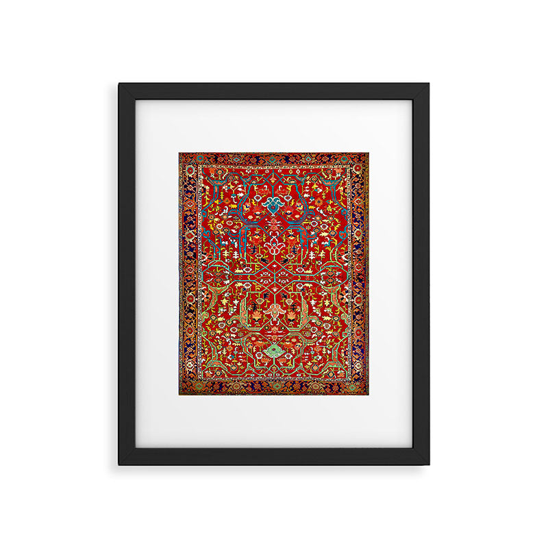 Heriz Azerbaijan 19th Century Floral Rug  Framed Art Print Gallery Image 5