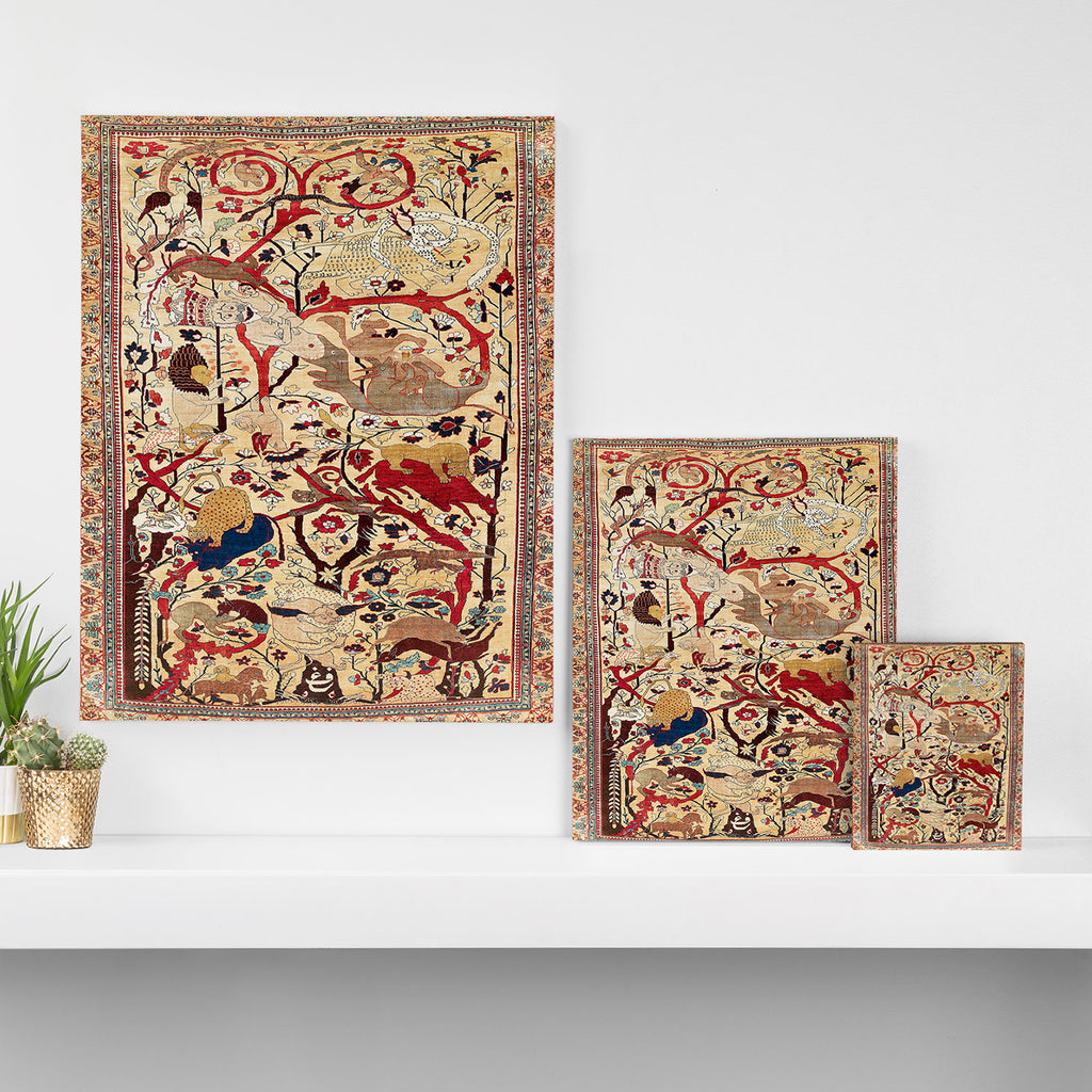 Heriz Azerbaijan Northwest Persian Silk Animal Rug Print Canvas Print Gallery Image 3