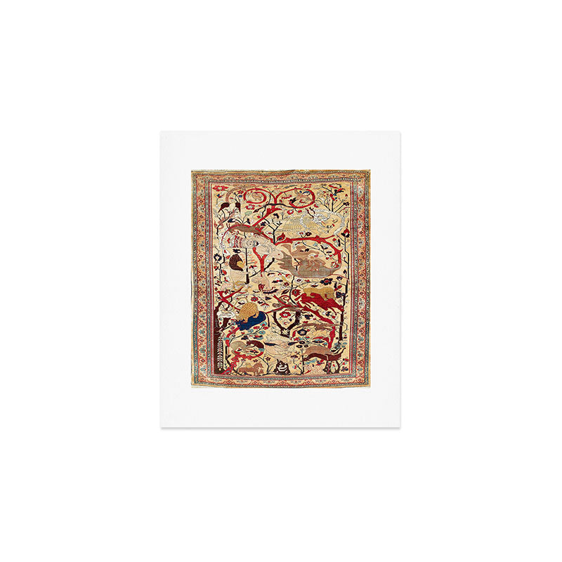 Heriz Azerbaijan Northwest Persian Silk Animal Rug Print Art Print Gallery Image 1