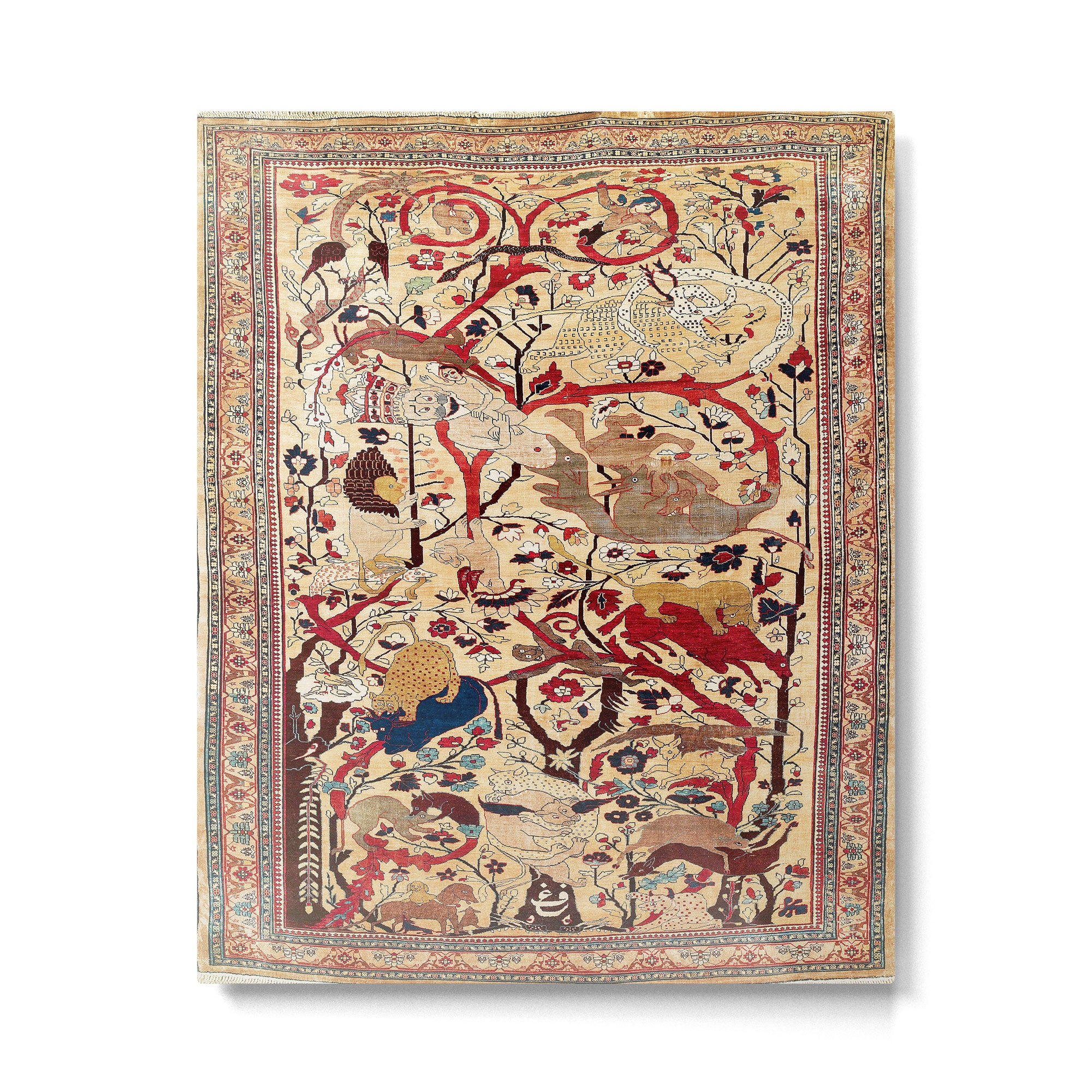 Heriz Azerbaijan Northwest Persian Silk Animal Rug Print Metal Print Gallery Image 4