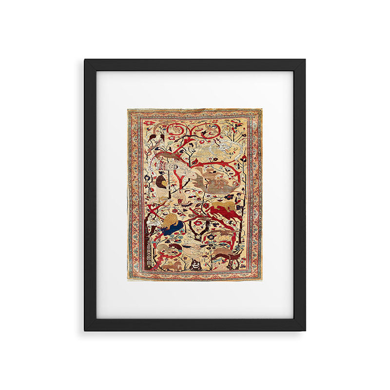 Heriz Azerbaijan Northwest Persian Silk Animal Rug Print Framed Art Print Gallery Image 5