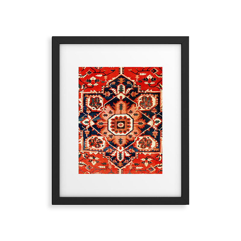 Heriz Serapi Azerbaijan Antique Persian Rug Print Framed Art Print Gallery Image 5