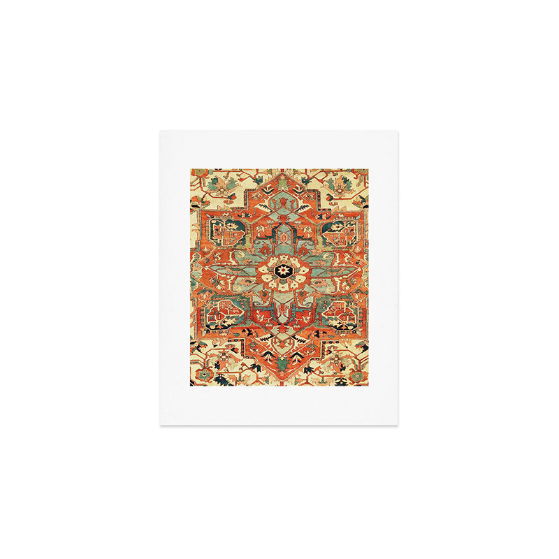 Heriz Vintage Persian Tribal Rug Print Art Print Gallery Image 1