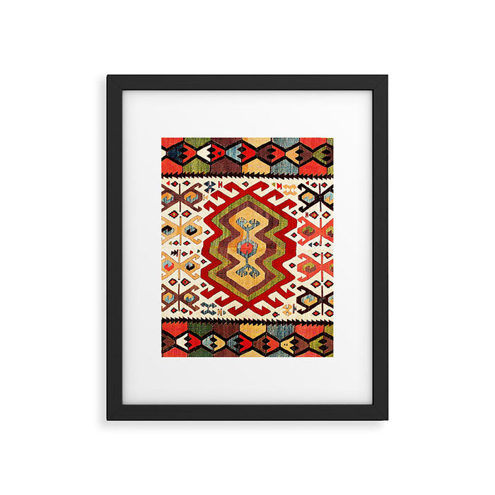 Hotamis  Antique Turkish Konya Turkmen Kilim Rug Print Framed Art Print Gallery Image 1