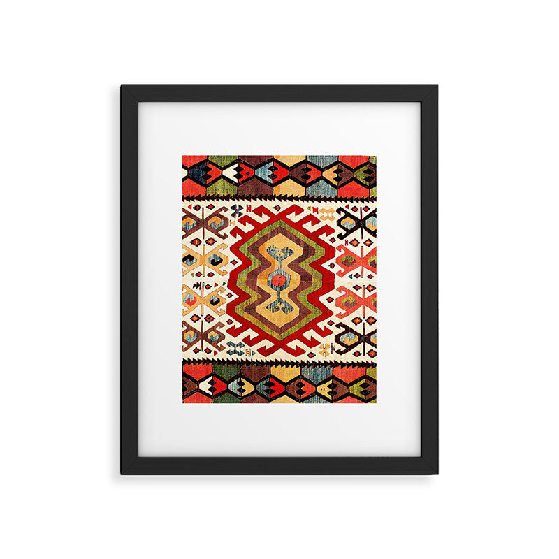 Hotamis  Antique Turkish Konya Turkmen Kilim Rug Print Framed Art Print Gallery Image 5