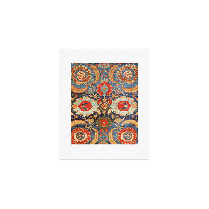 Indian Antique Floral Rug Print Art Print Gallery Image 1