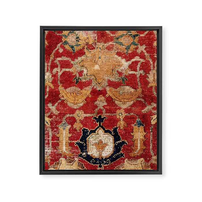 Indo Esfahan Central Persian Rug Fragment Print Framed Canvas Print Gallery Image 1