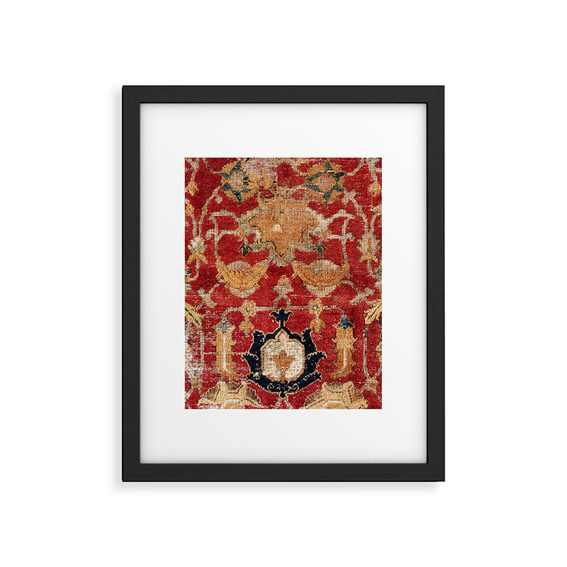 Indo Esfahan Central Persian Rug Fragment Print Framed Art Print Gallery Image 4