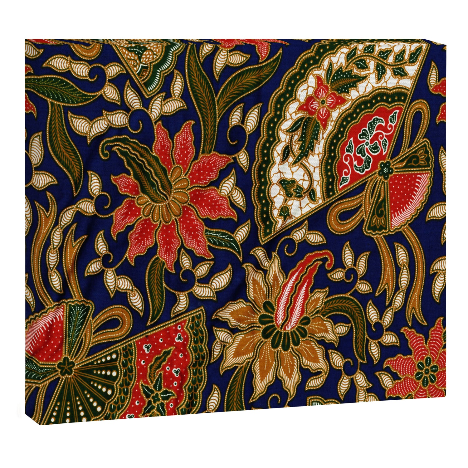 Indonesian Batik Floral Pattern With Fans Canvas Print Gallery Image 3