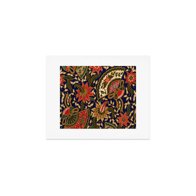 Indonesian Batik Floral Pattern With Fans Art Print Gallery Image 1