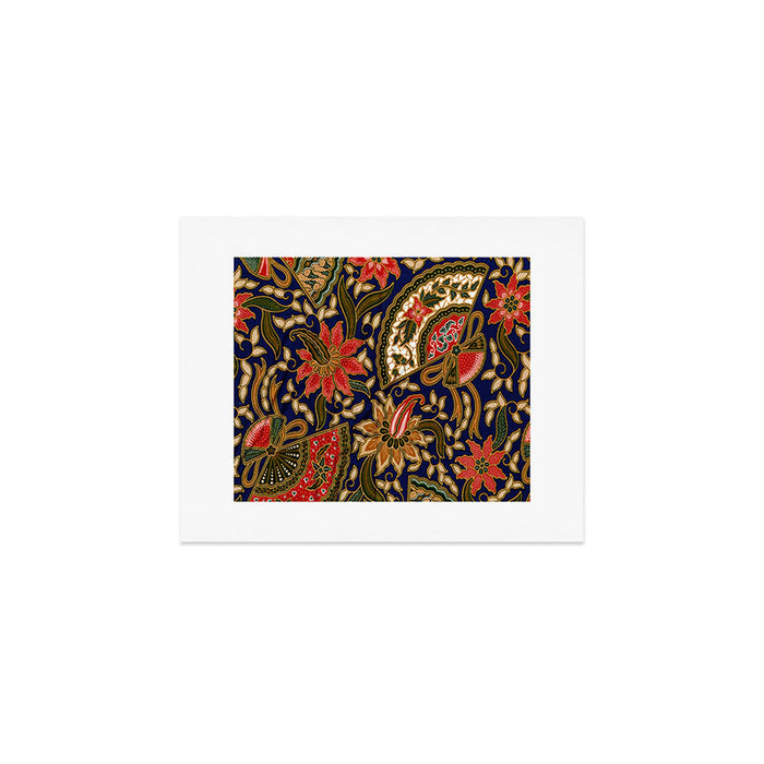 Indonesian Batik Floral Pattern With Fans Art Print Gallery Image 1