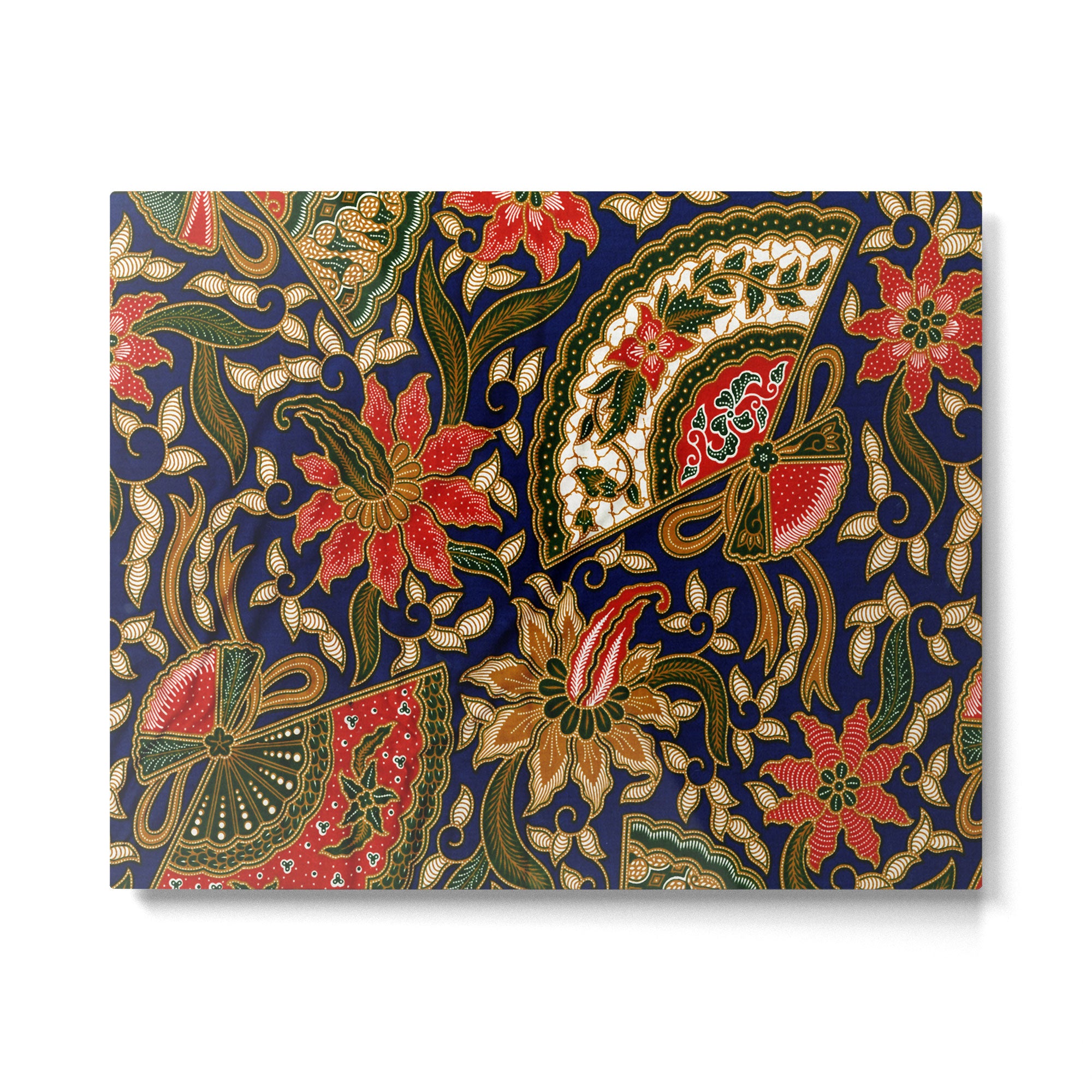 Indonesian Batik Floral Pattern With Fans Metal Print Gallery Image 4