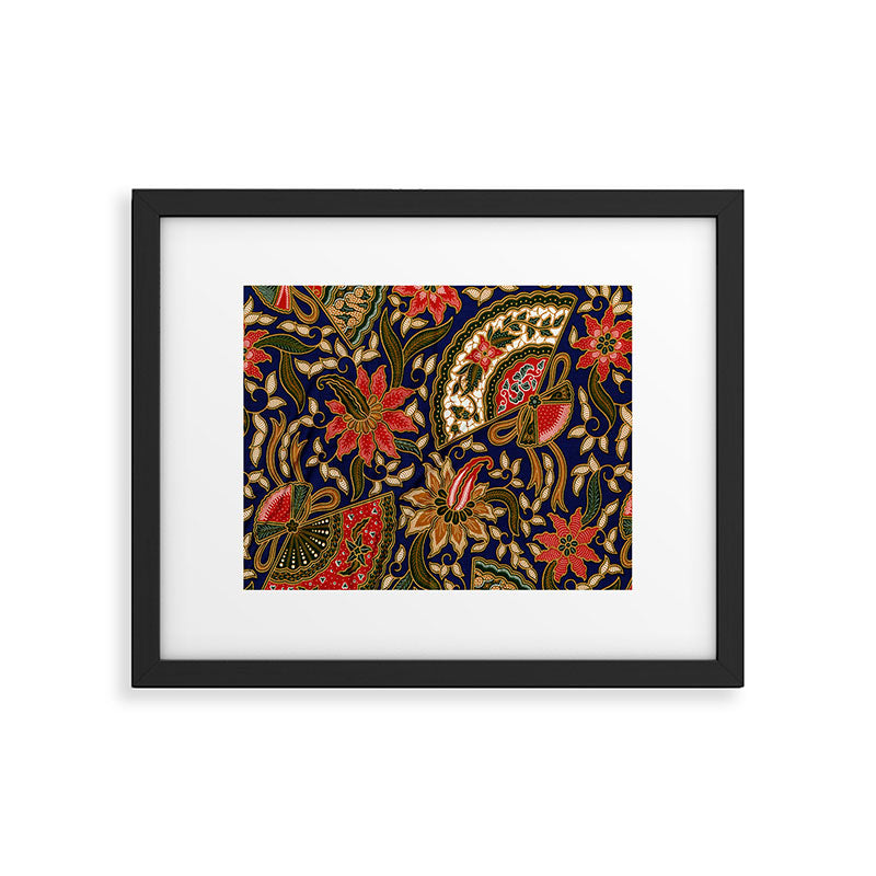 Indonesian Batik Floral Pattern With Fans Framed Art Print Gallery Image 4