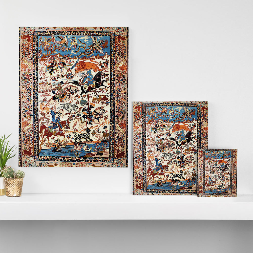 Isfahan Vintage Persian Hunting Rug Print Canvas Print Gallery Image 3