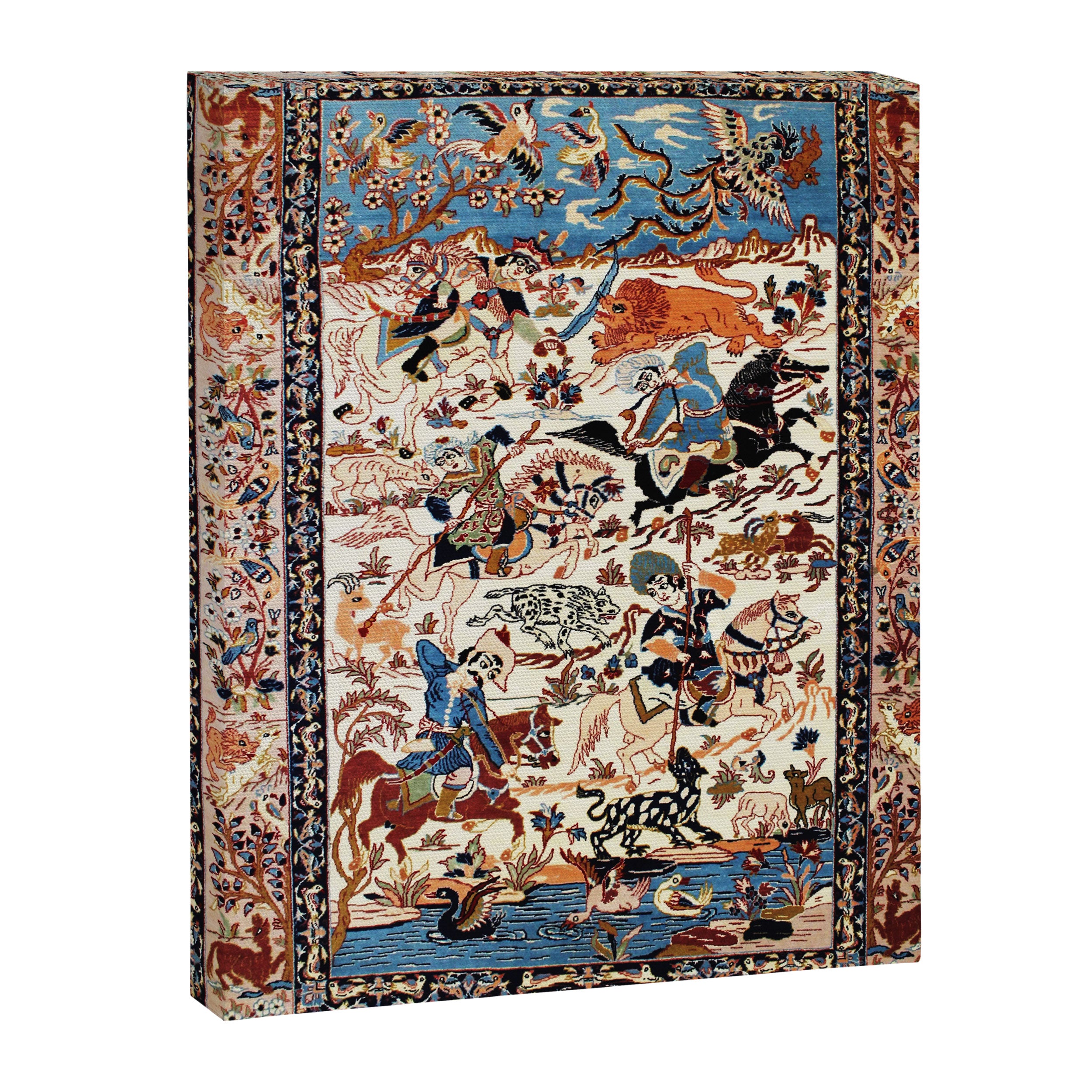 Isfahan Vintage Persian Hunting Rug Print Canvas Print Gallery Image 3