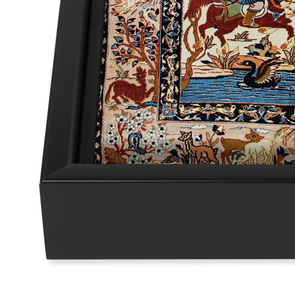 Isfahan Vintage Persian Hunting Rug Print Framed Canvas Print Gallery Image 3