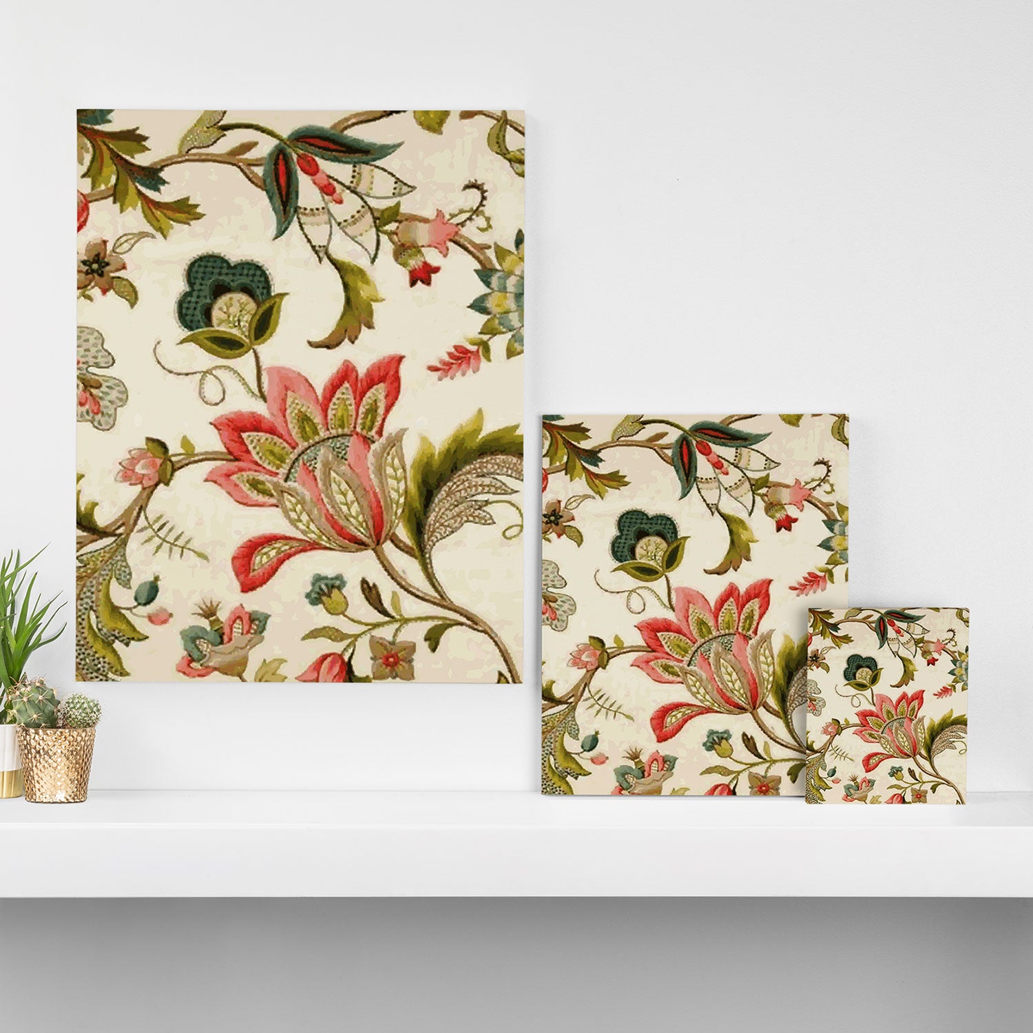 Jacobean Floral Crewel Embroidery Pattern Digital Art Vector Painting Canvas Print Gallery Image 3