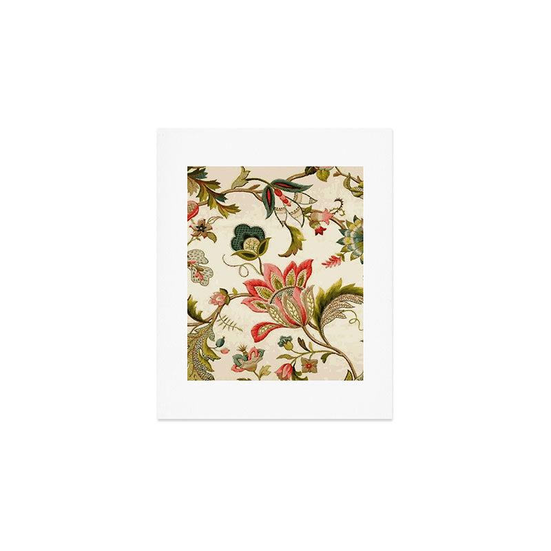 Jacobean Floral Crewel Embroidery Pattern Digital Art Vector Painting Art Print Gallery Image 1