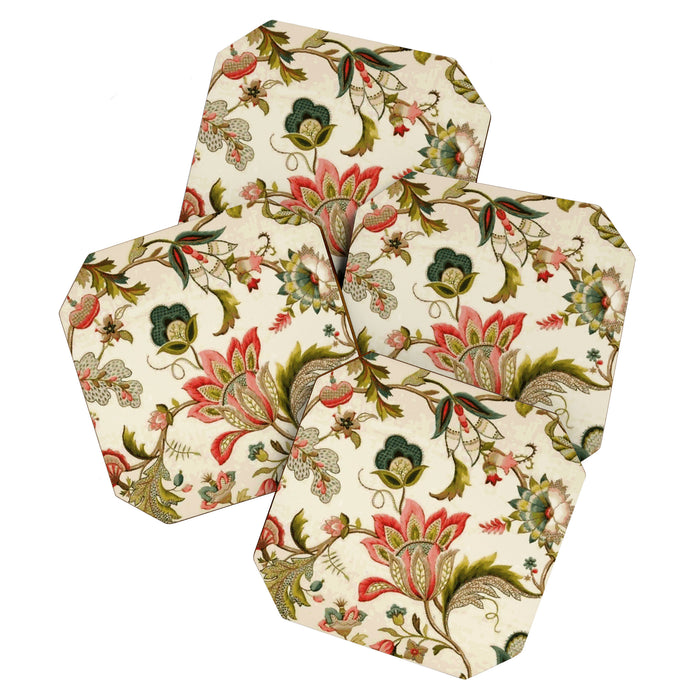 Jacobean Floral Crewel Embroidery Pattern Digital Art Vector Painting Coaster Gallery Image 1