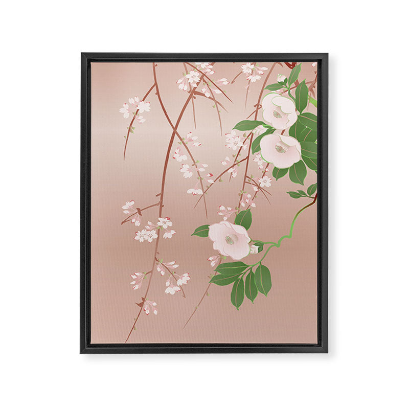 Japanese Spring Flowers Vintage Kimono Pattern Framed Canvas Print Gallery Image 6