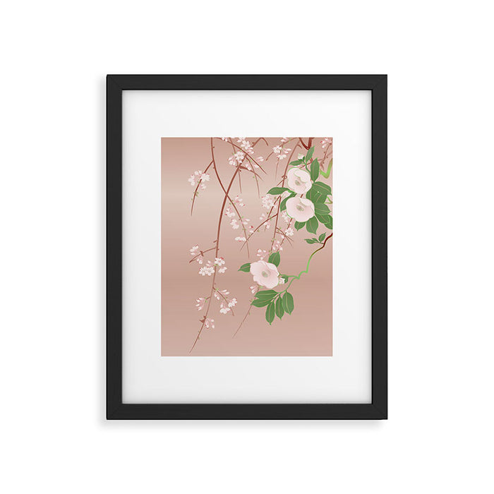 Japanese Spring Flowers Vintage Kimono Pattern Framed Art Print Gallery Image 1