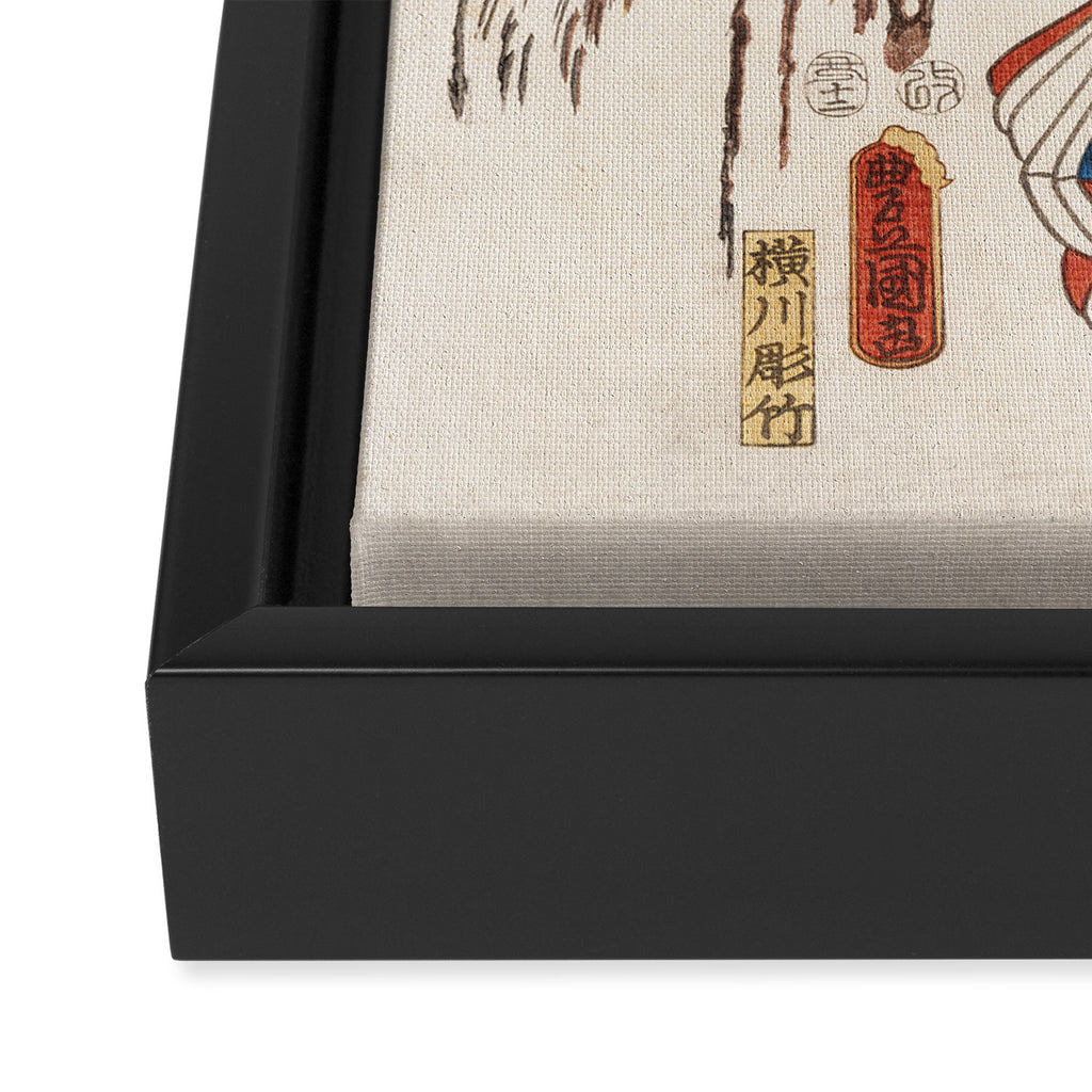 Japanese Vintage Kunisada Hiroshige Snowy Landscape Framed Canvas Print Gallery Image 3