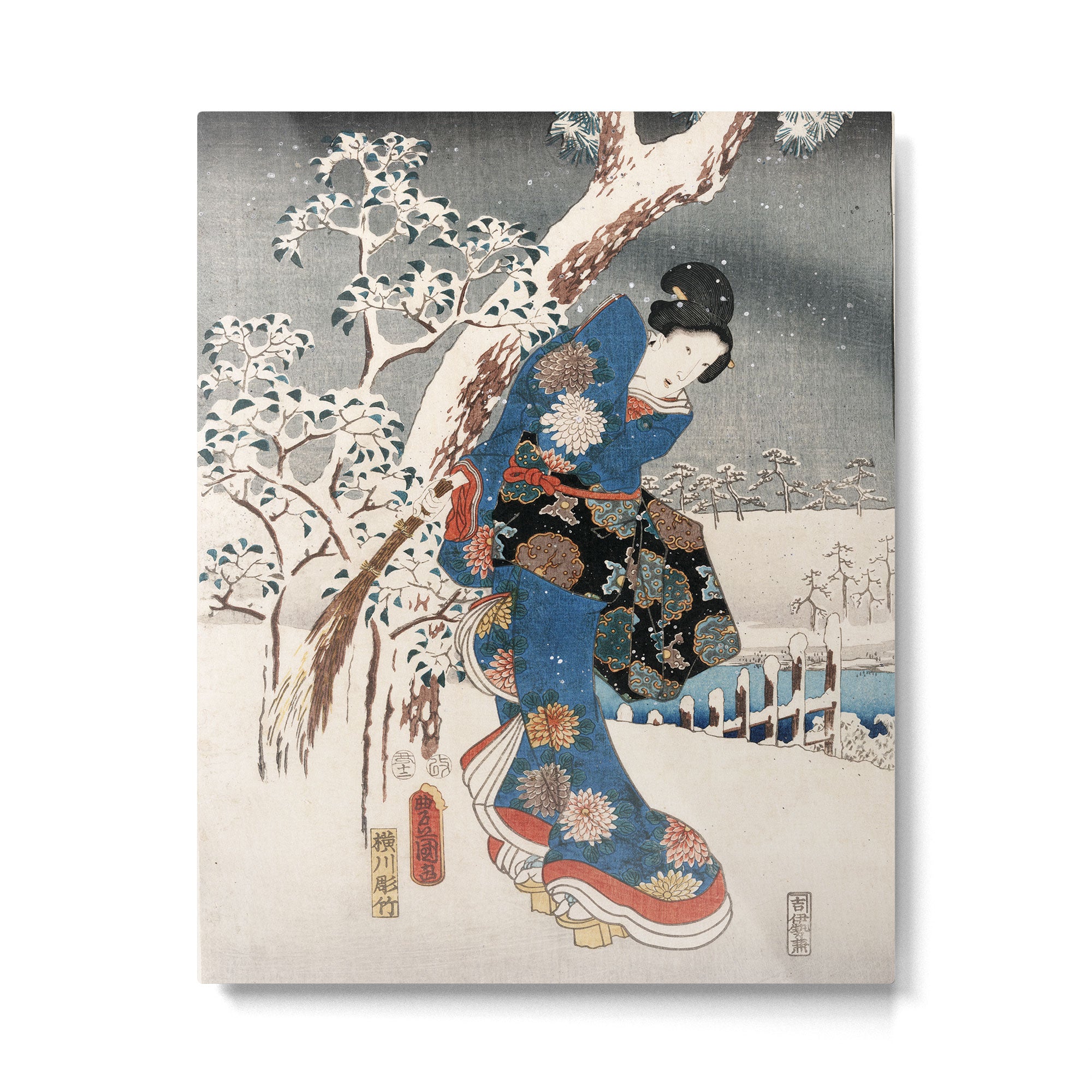 Japanese Vintage Kunisada Hiroshige Snowy Landscape Metal Print Gallery Image 4