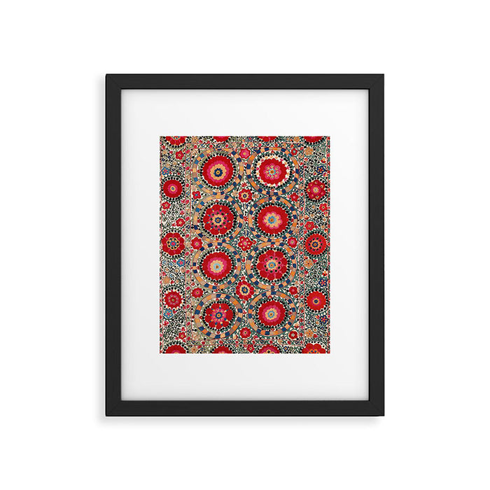 Karabag Suzani Uzbekistan Embroidery Print Framed Art Print Gallery Image 1